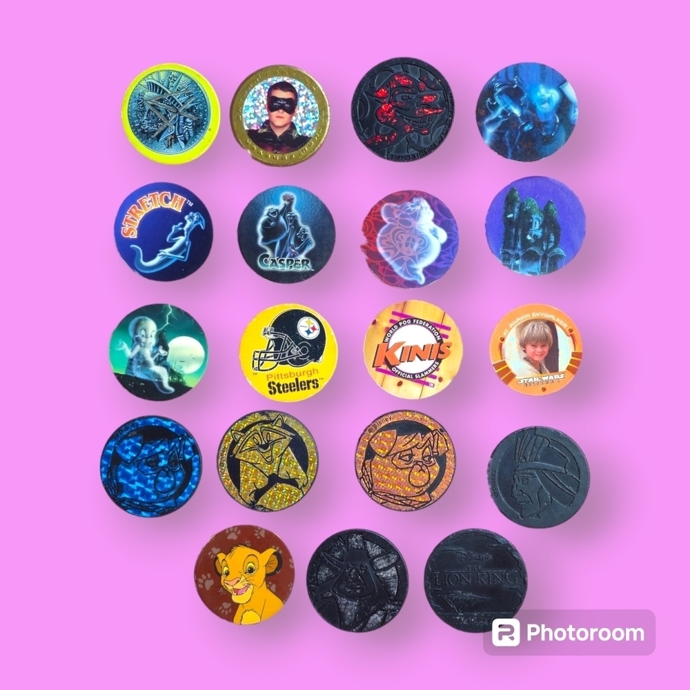 Vintage 90s Disney Casper Batman POGS & Slammers Set of 19